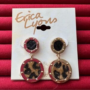 Erica Lyons Gold-Tone Leopard Drop Earrings - NWT
